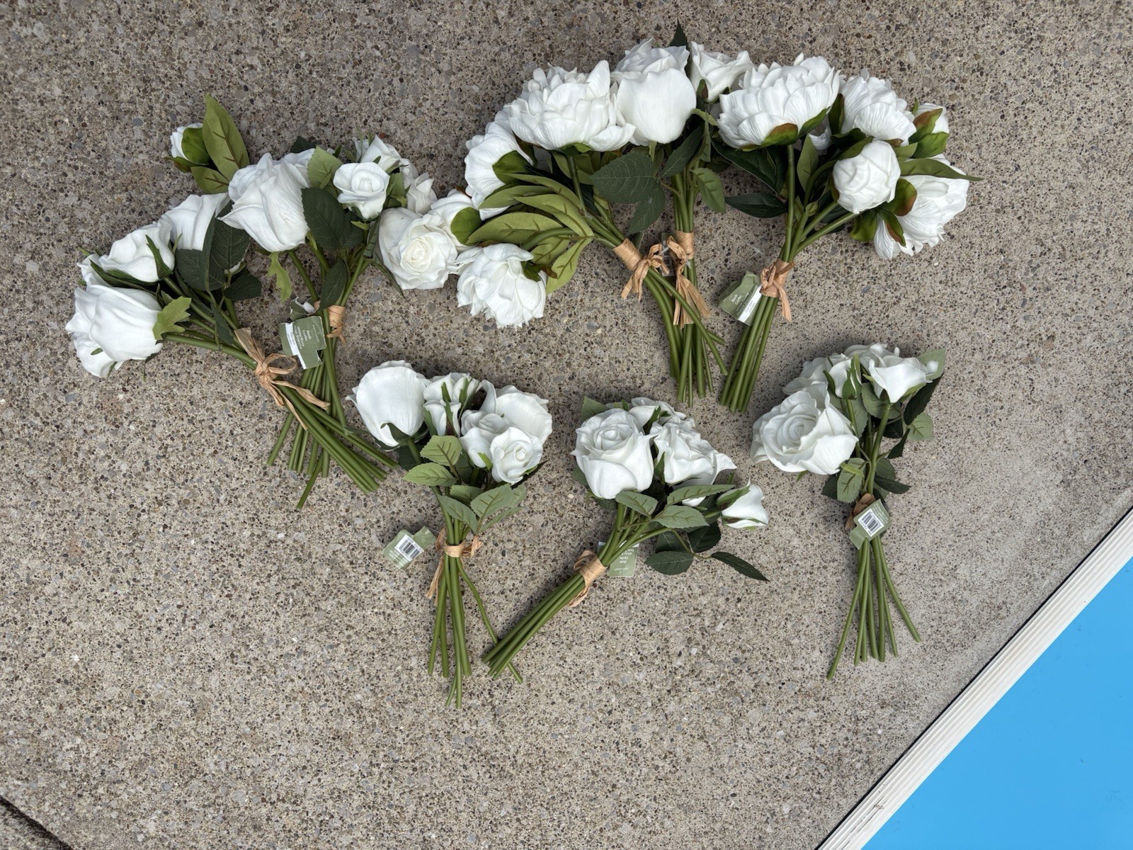 Roses Peony White Real Touch Artificial Flowers with Stems 8 Bouquets 56pc
