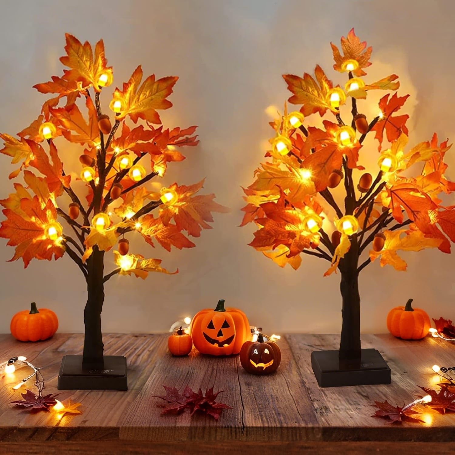 Fall Decorations Artificial Fall Lighted Maple Tree,Total 48 Battery/USB Oper…
