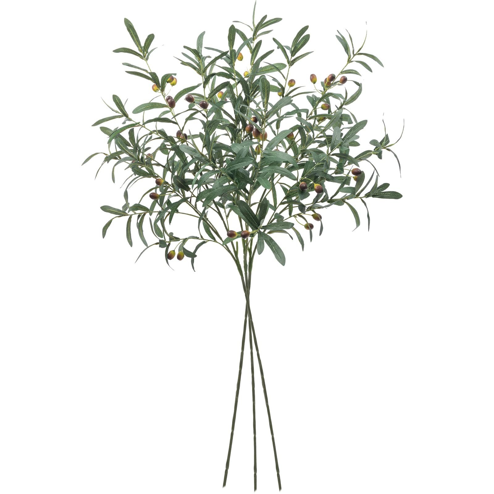 3 PCS 39″ Tall Faux Olive Tree Branches – Artificial Greenery Stems for Vases