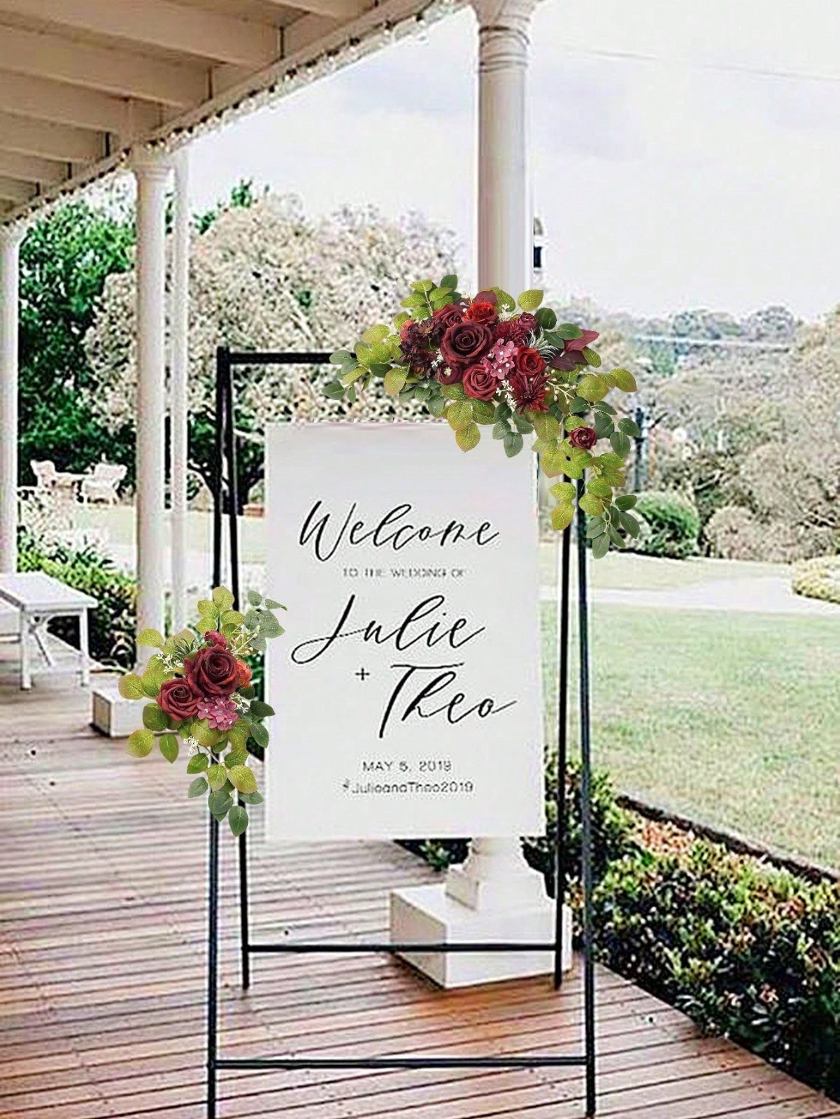 2PCS Artificial Floral Swag Wedding Arch Flowers Faux Rose Garland GreeneryDecor