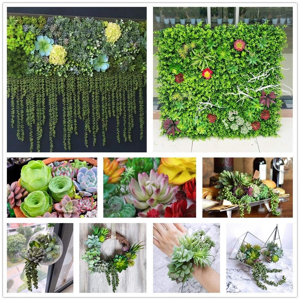 13pcs Assorted Blue Artificial Succulent Plants Faux Fake Succulents Textured Ca