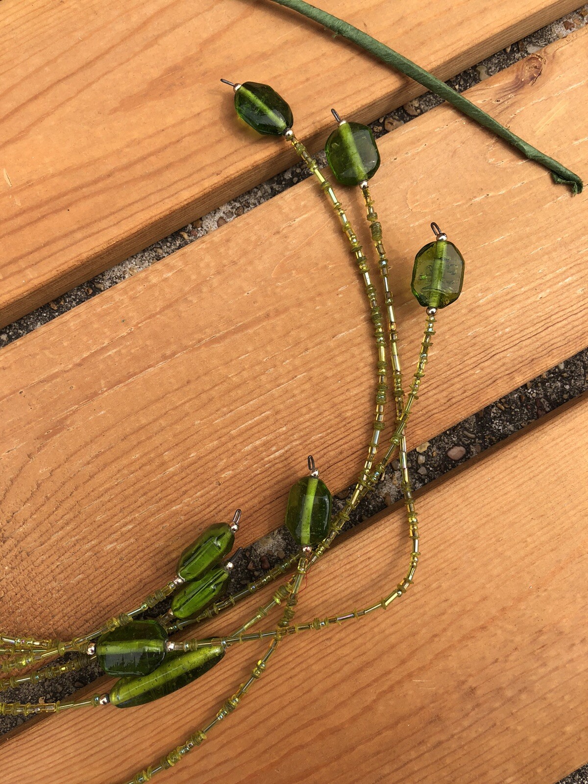Lot Of 3 Glass Bead Floral Picks Green Christmas/Seasonal/Garland/Wreaths