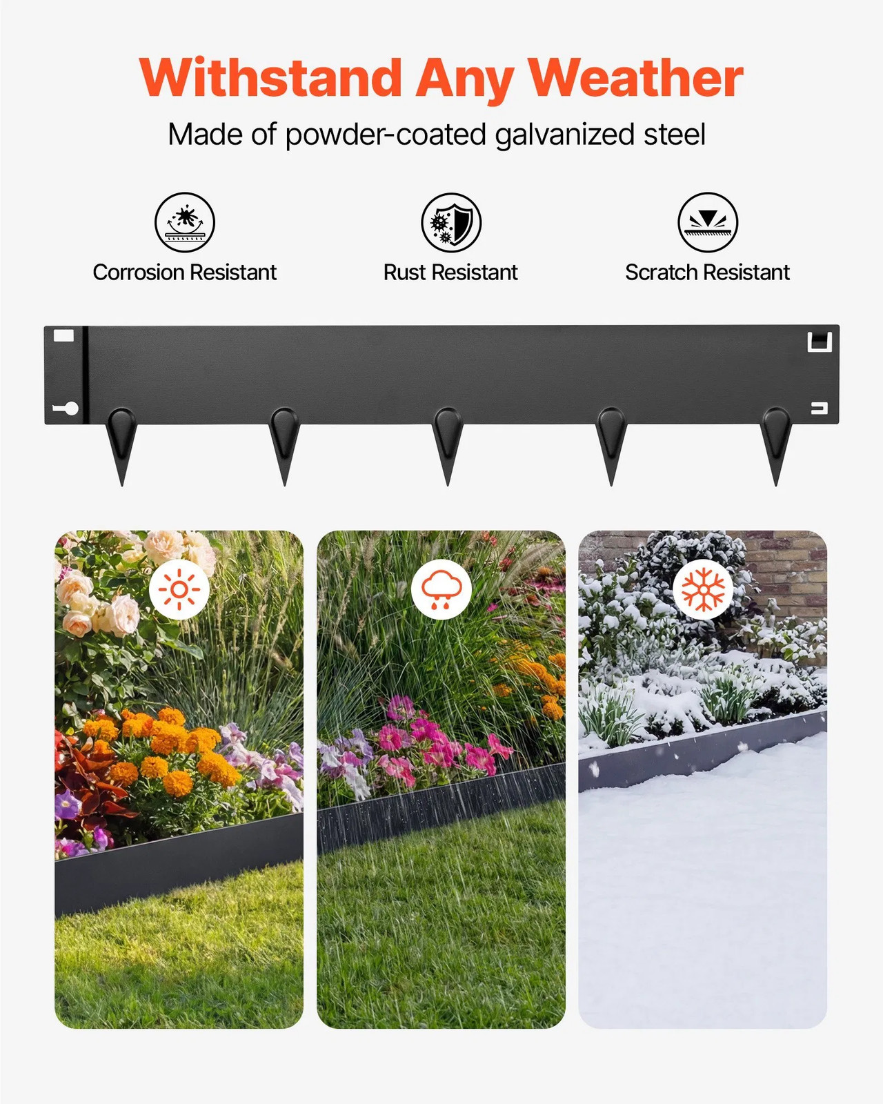 Galvanized Steel Landscape Edging, 6-Pack 40 x 8.15 Inch Metal Edging for Landsc
