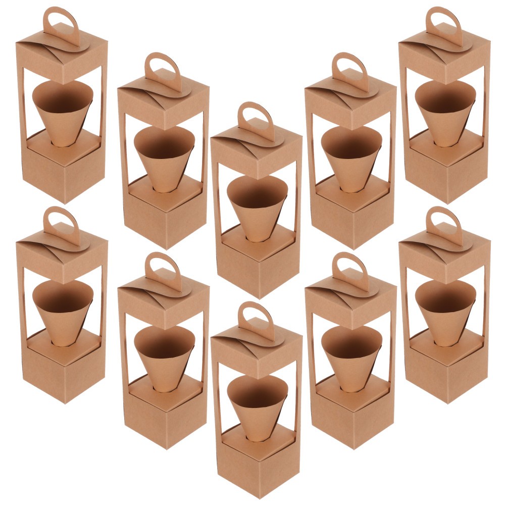 10 Pcs Flower Basket with Handle Floral Arrangement Container Paper for Flowers