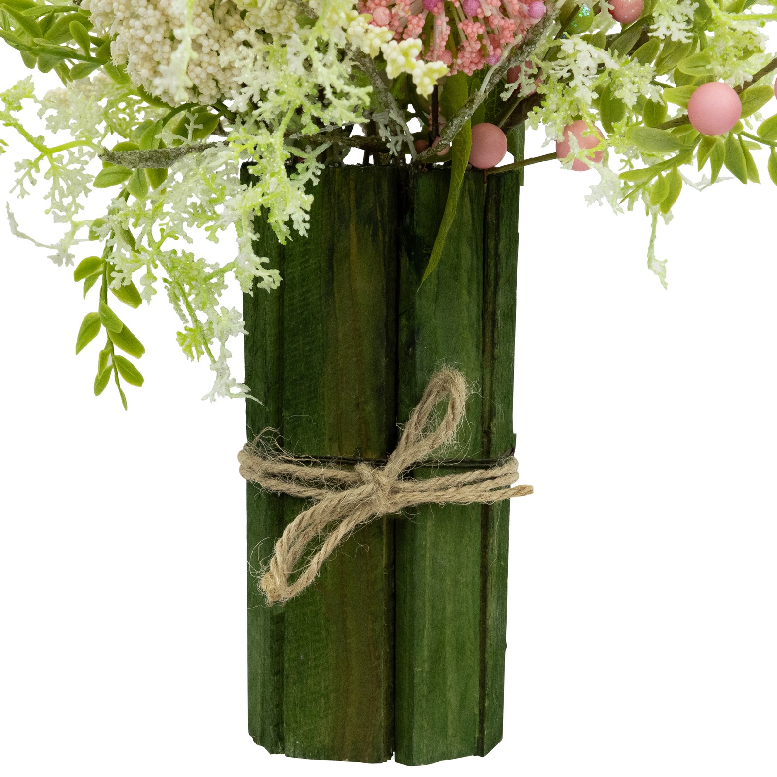 Northlight Hydrangea and Berry Floral Spring Bouquet – 14″ – Pink and Green