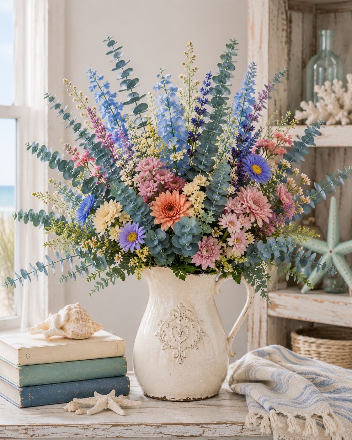 French Blue Eucalyptus Stems Blue Eucalyptus Greenery Faux Eucalyptus Coastal De