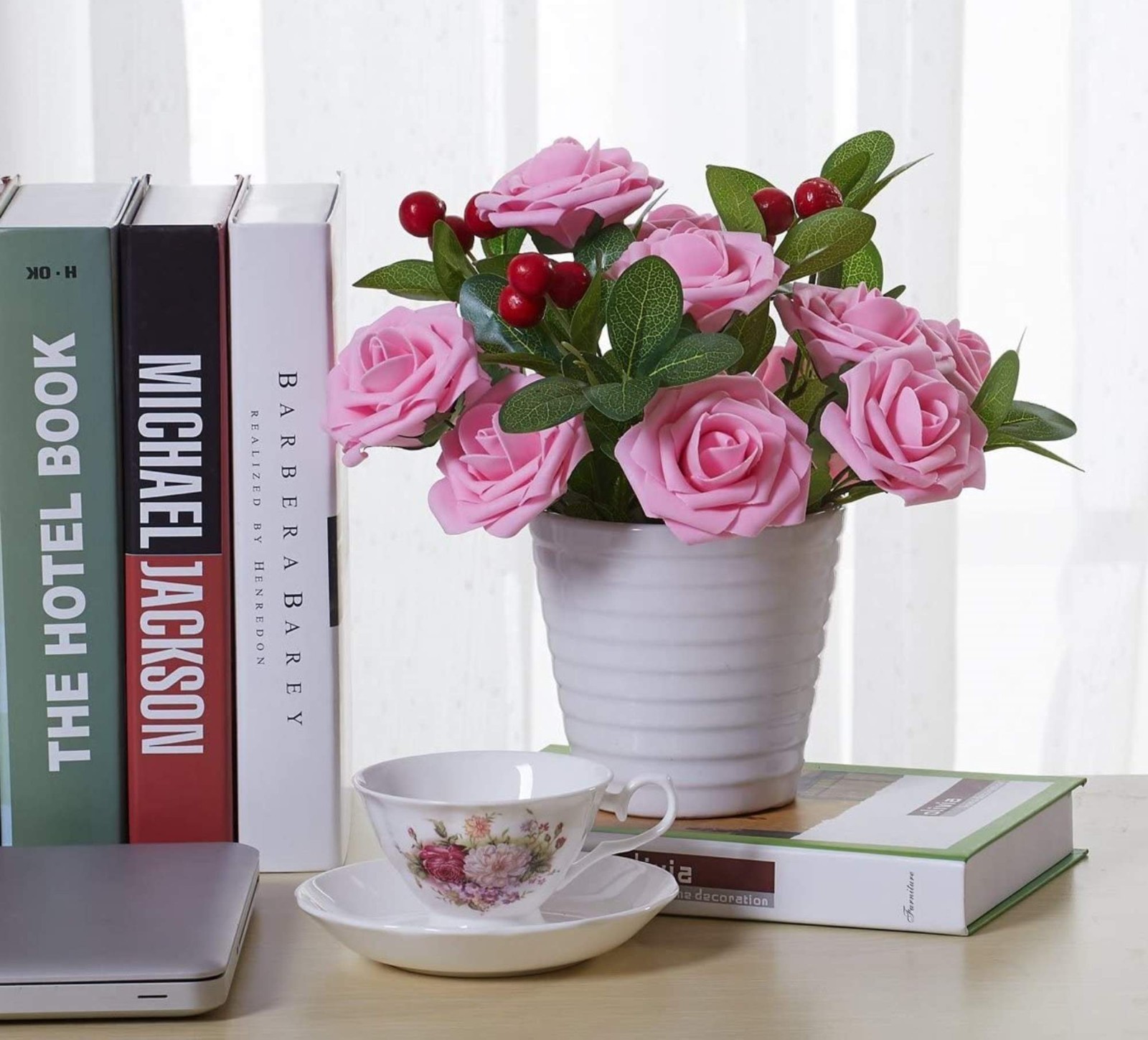 Artificial Foam Roses – Real Touch Pink Roses with Stems (Latex Foam)