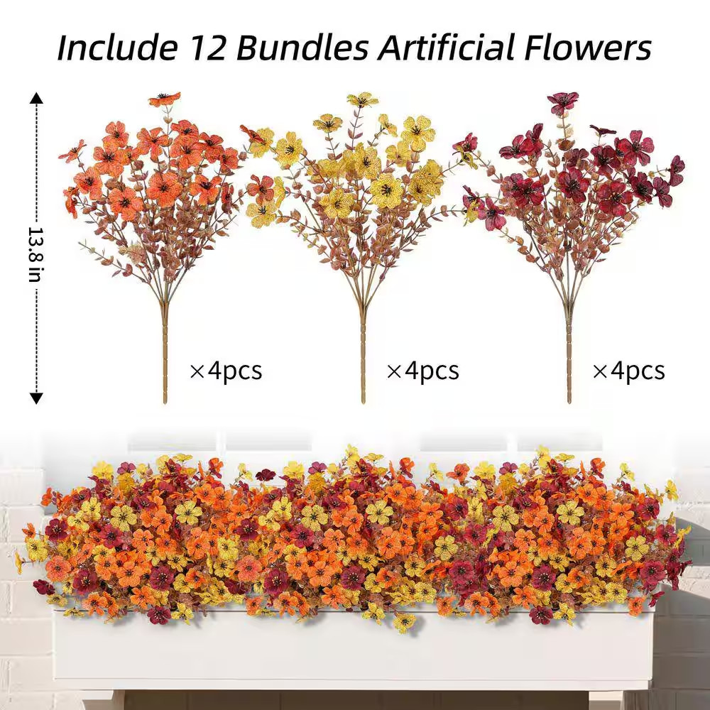 5 In. H Multi-Color Artificial Ivy Flowers UV Resistant Faux Outdoor Plants for