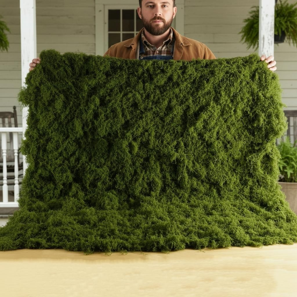 Artificial Moss Mat Roll – 39″x39″ Soft Faux Grass Table Runner for DIY Decor, F