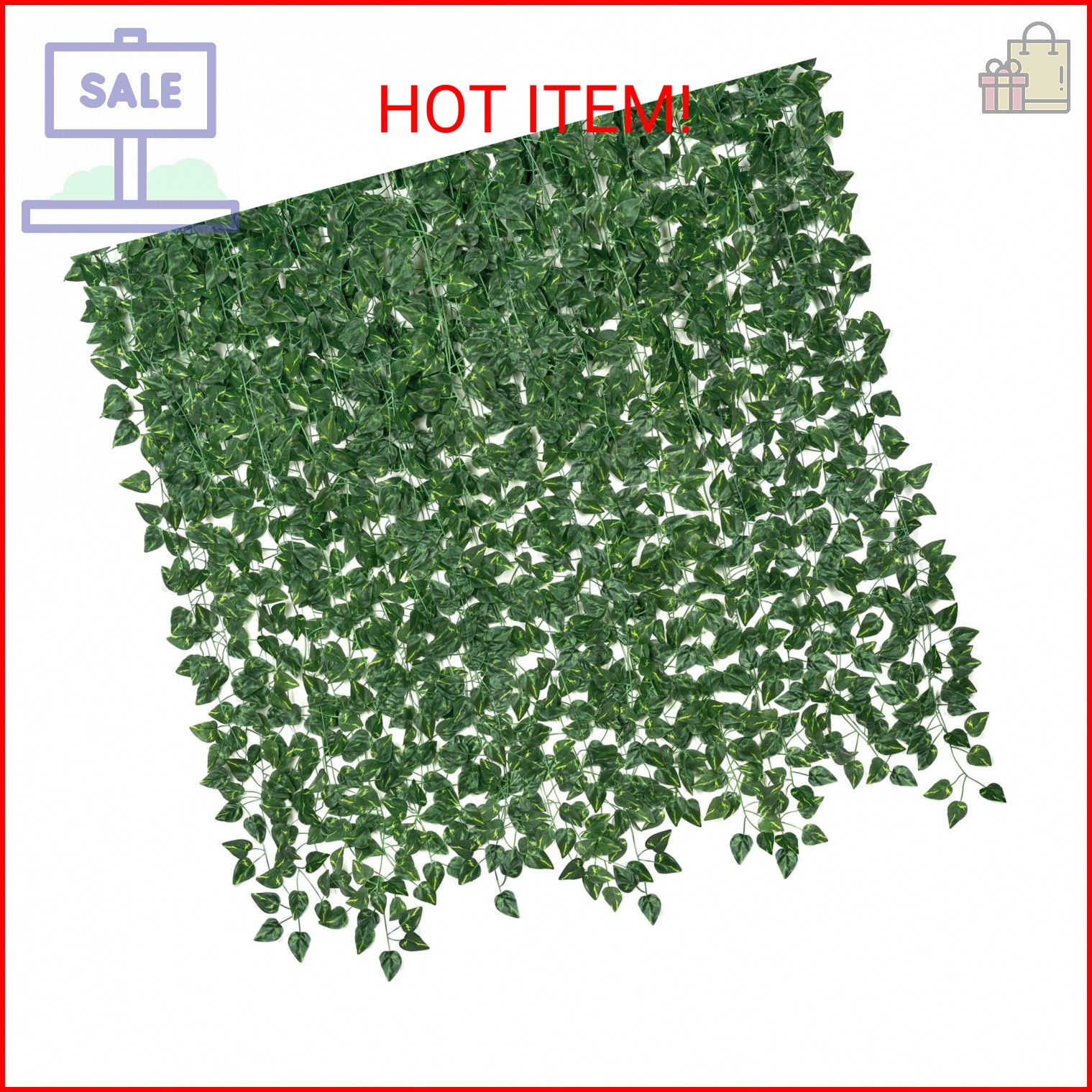 CQURE 14 Pack 98Ft Artificial Ivy Garland, Fake Vines UV Resistant Greenery Leav