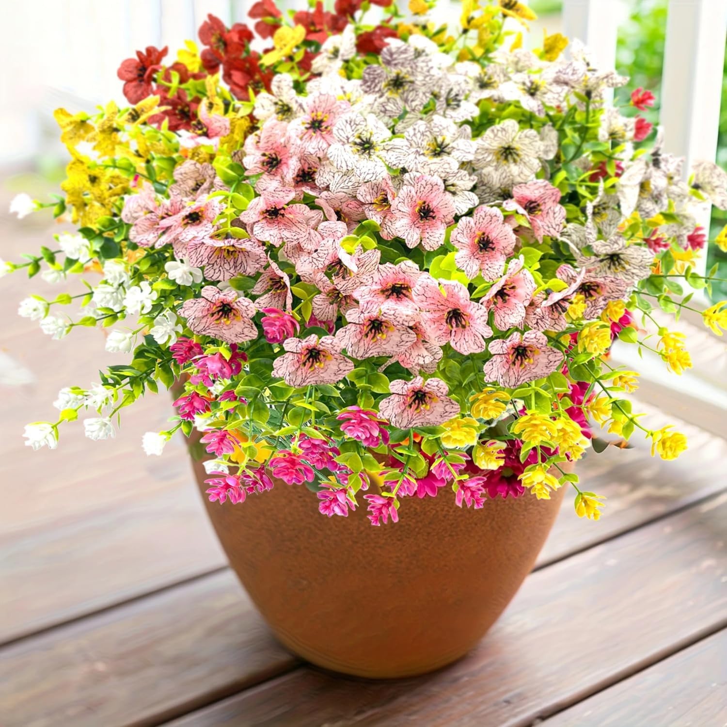 12-Piece Colorful Artificial Flowers Bundle – Perfect for Indoor and Outdoor Use