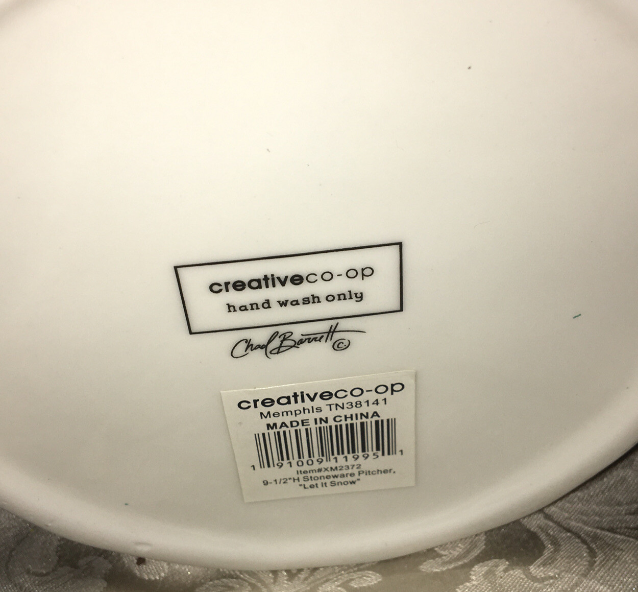creative co-op ceramic 9 1/2 inch Let It Snow￼pitcher