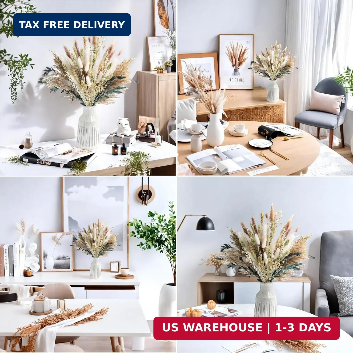 xin’s convey 126pcs Dried Pampas Grass Decorations, Dried Flowers Bouquet, Reed