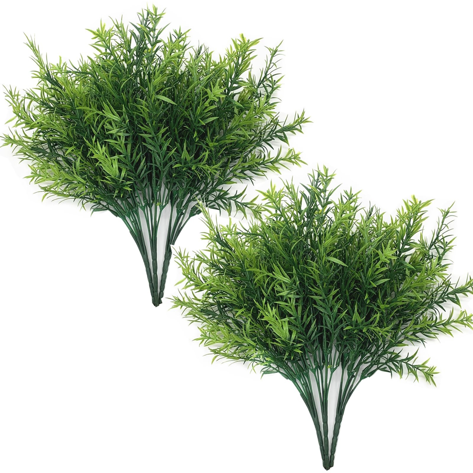 Artificial Plants, Fake Rosemary Shrubs 6 Pack, Faux Fern Stems Plastic Green…