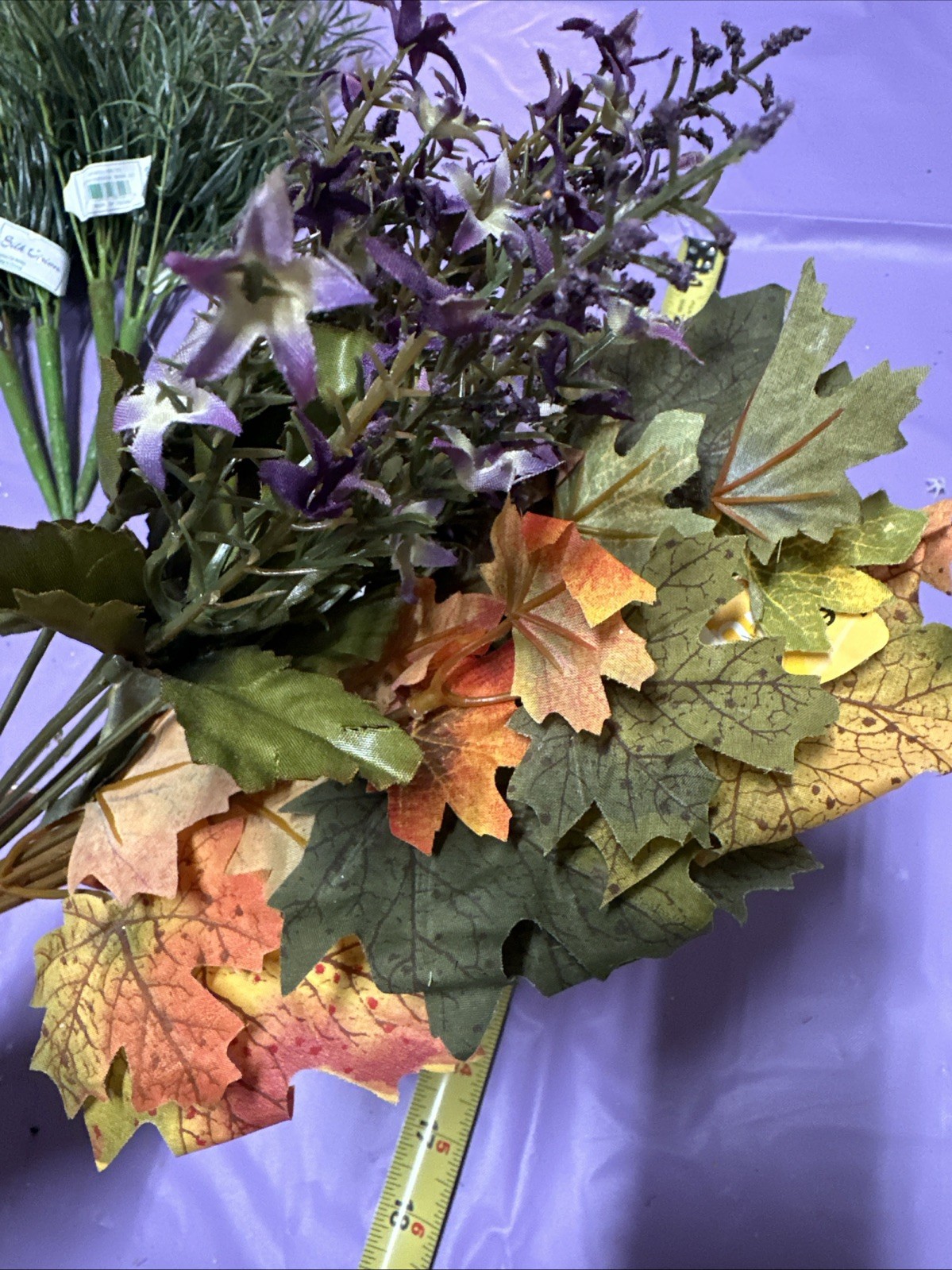 #A11 Lot 5. Artificial flowers and leaves for decorations 2+ lbs