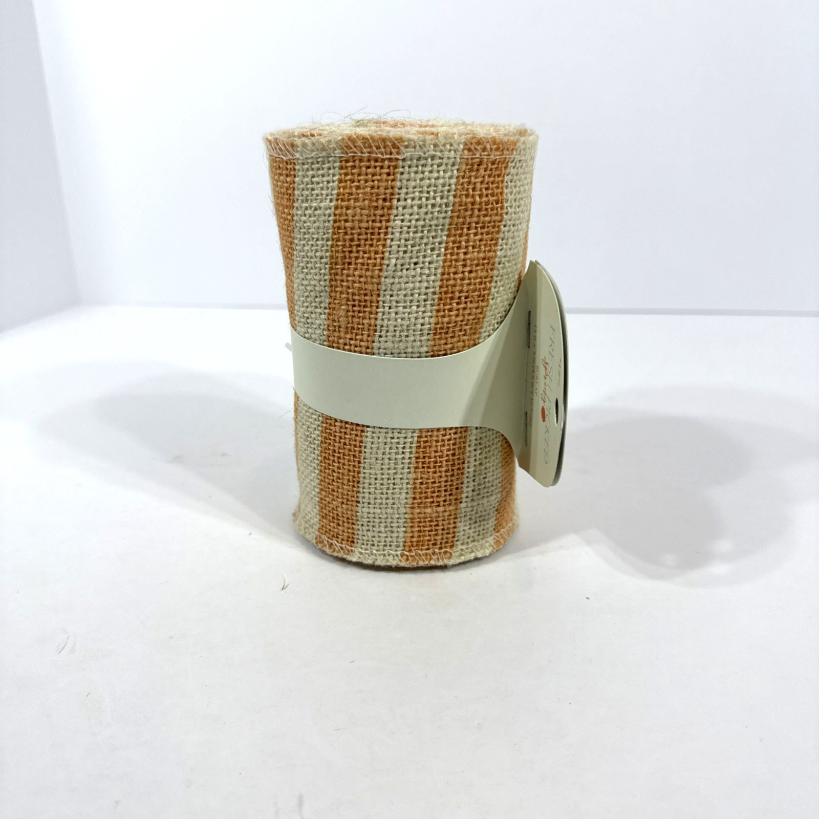 Fresh Picked Spring Orange & Tan Burlap Ribbon 15ft x 5 in NWT