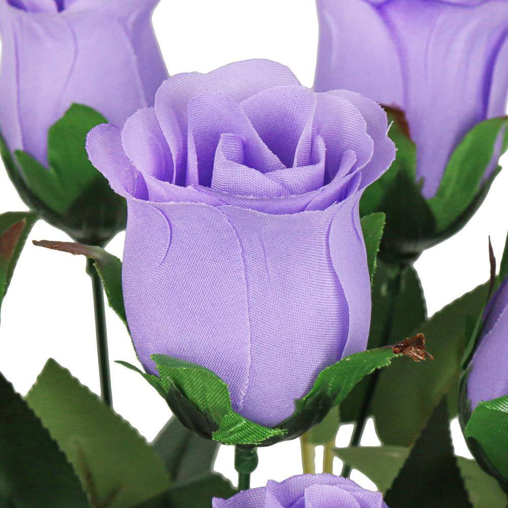 19.5 In. Lavender Artificial Rose Bud Flower Stem Bush Bouquet (Set of 2) NEW