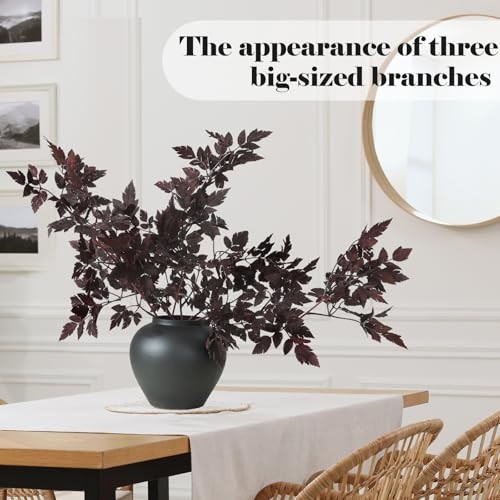 Pack of 3 Faux Plum Artificial Cimicifuga Plant Leaf Sprays 32 Inches