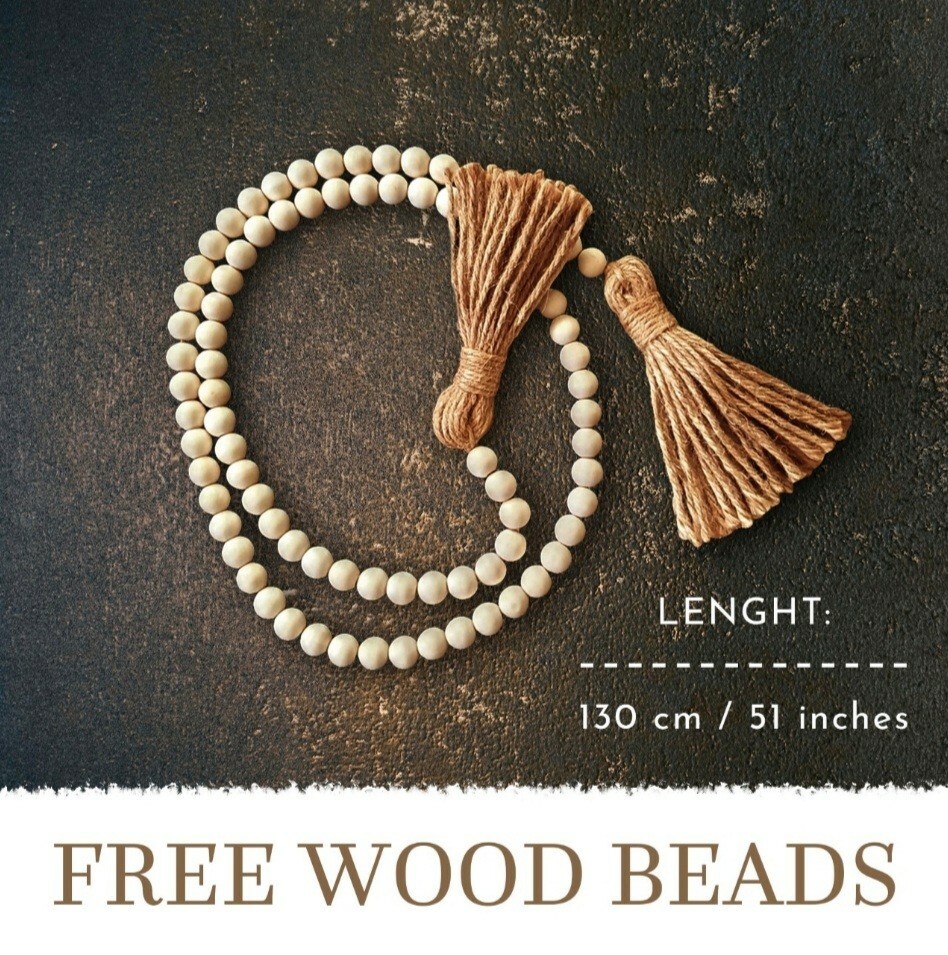 Faux Pampas Grass 10 Pcs with Farmhouse Beads, Home Decor, Small Pompous Grass