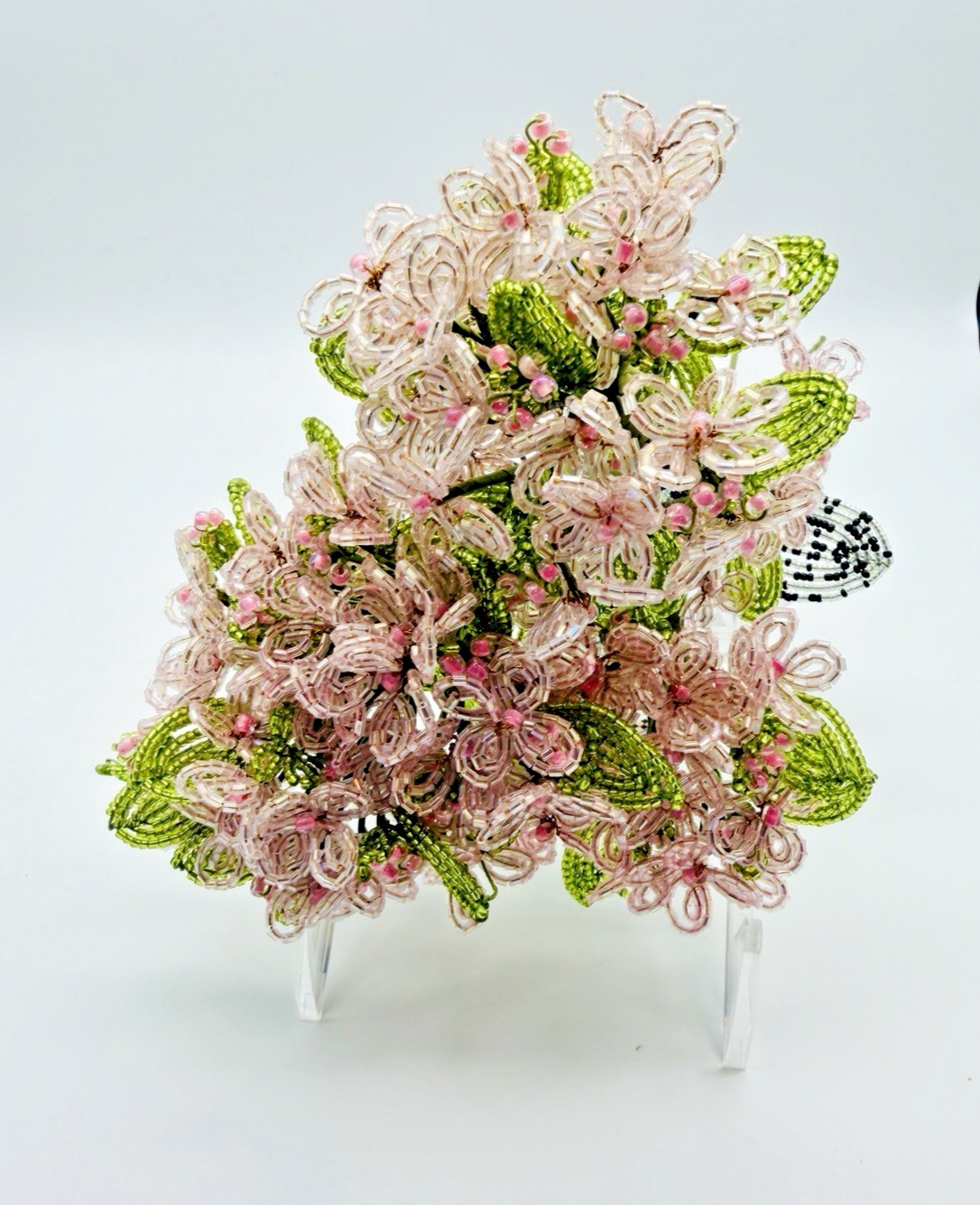 New Mackenzie Childs Pink Beaded Hydrangea Bundle 4 Stems 35518