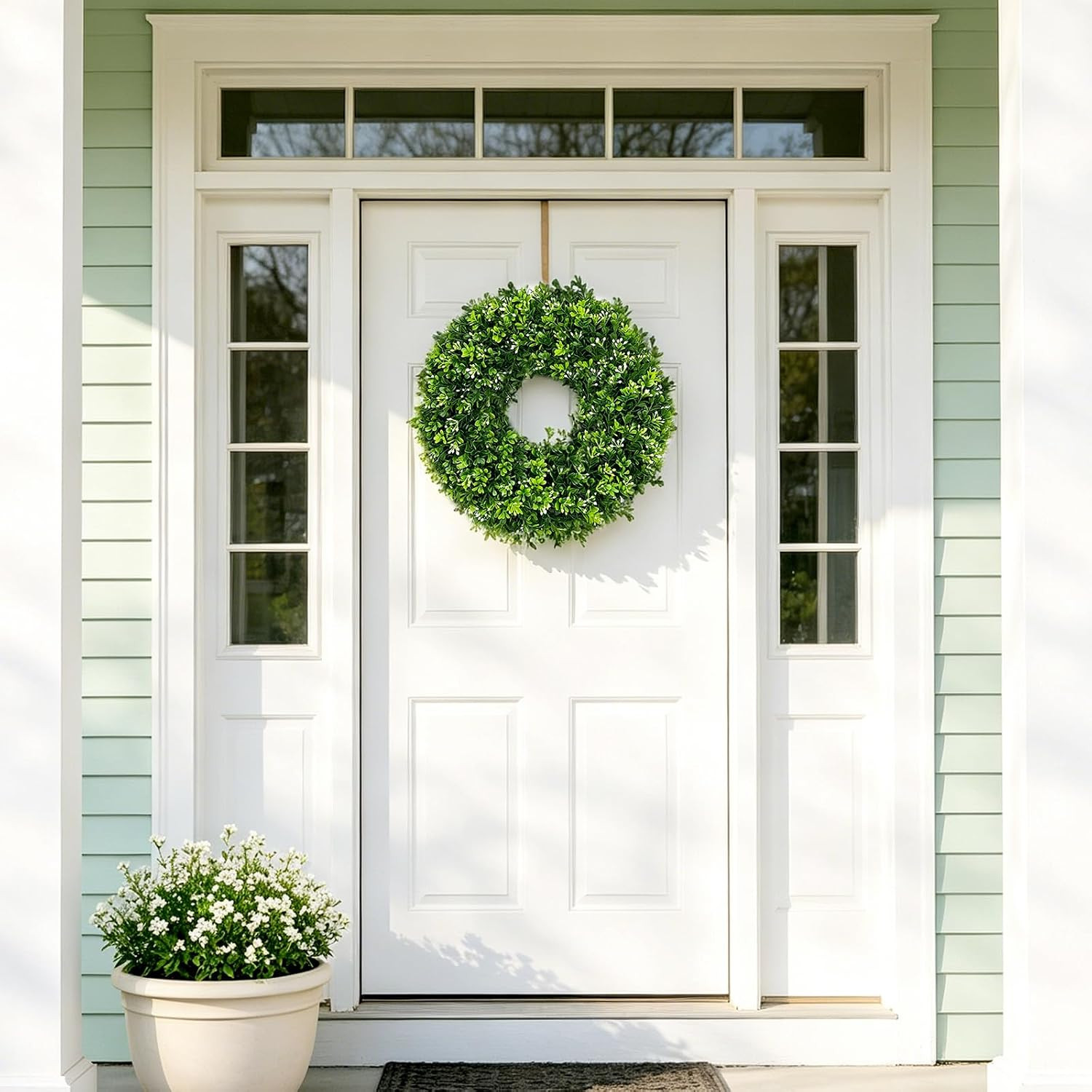 26 Inch Large Artificial Eucalyptus Wreath for Front Door – Fake Greenery Leaves