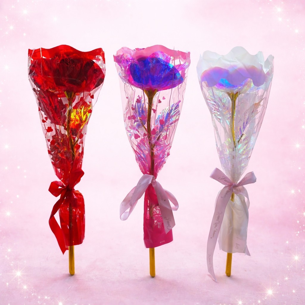 18 Inch Red Rose Jumbo Galaxy Rose Stem LED Light-Up Rose Valentine’s Day Gift