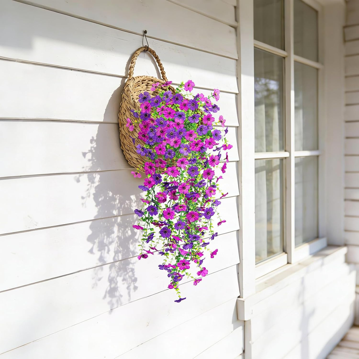 Fake Artificial Hanging Flowers for Outdoor Spring Decor 2PCS Faux Silk Flowers