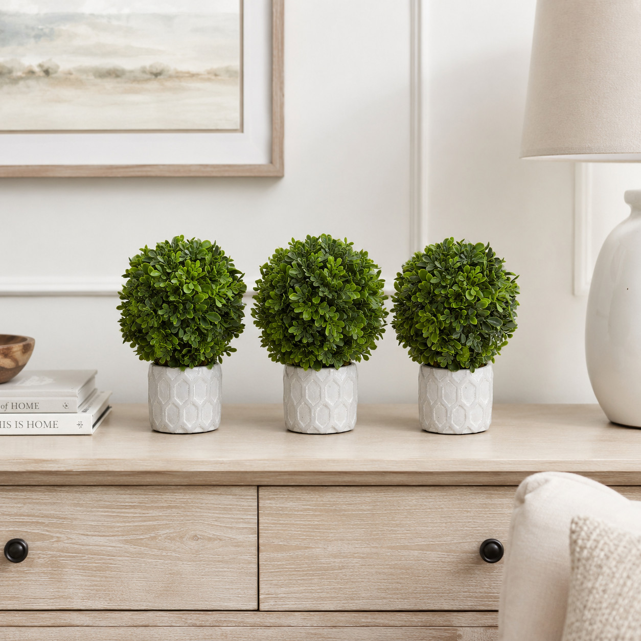 9″ Boxwood Artificial Mini Topiary (Set of 3)