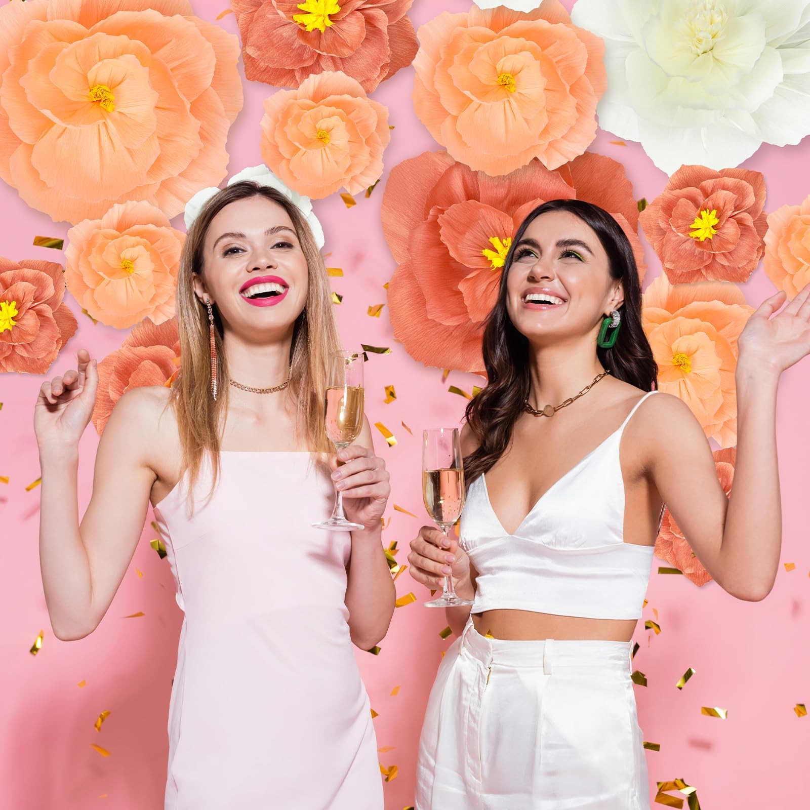 18 PCS Giant Paper Flowers Artificial Large Decoration Backdrop Pink White