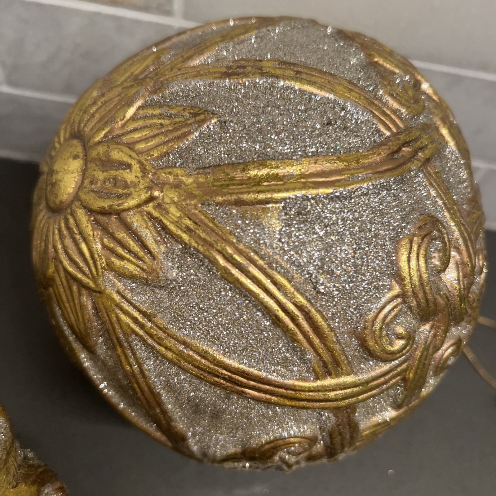 6 Extra Large/Large Gold Silver Glitter Ball Ornamental Decor