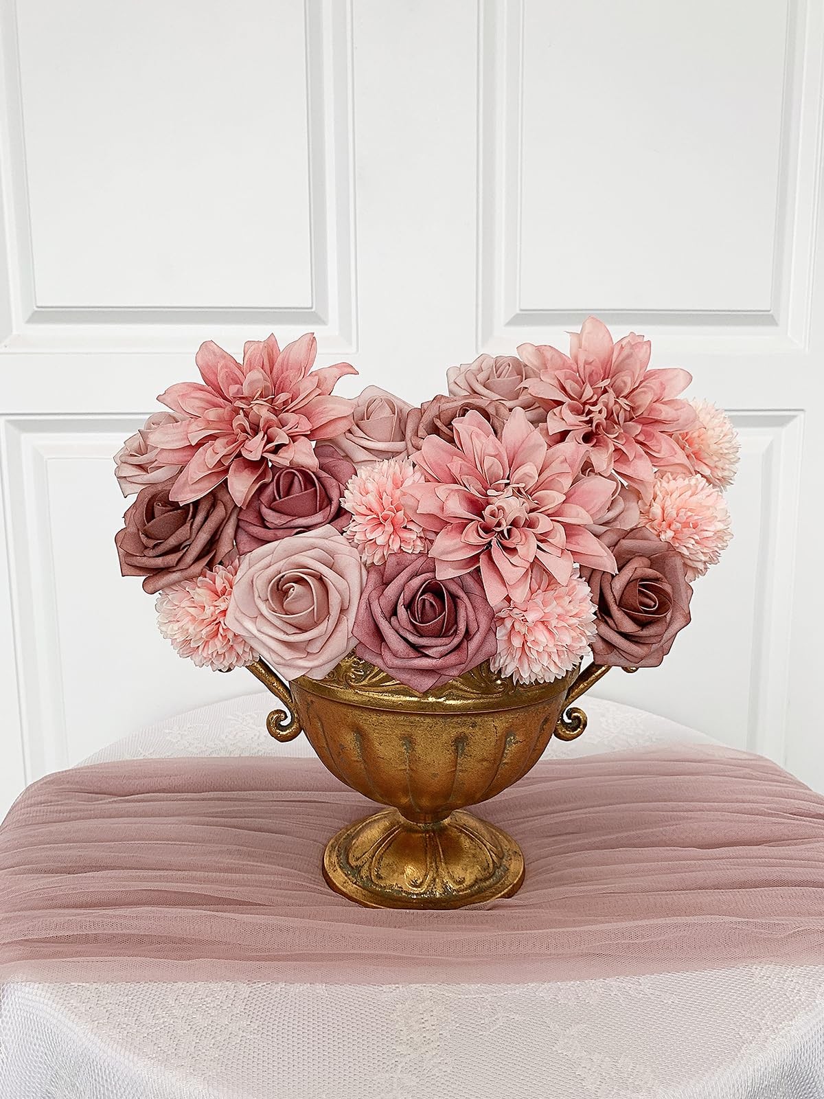 Dusty Roses Artificial Flowers Pink Fake Flower Bulk for DIY Wedding Bouquet …