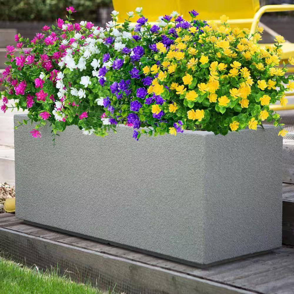 13.8 In. Multi-Colored 8 Bundles Outdoor Artificial Boxwood Fake Flowers UV Resi
