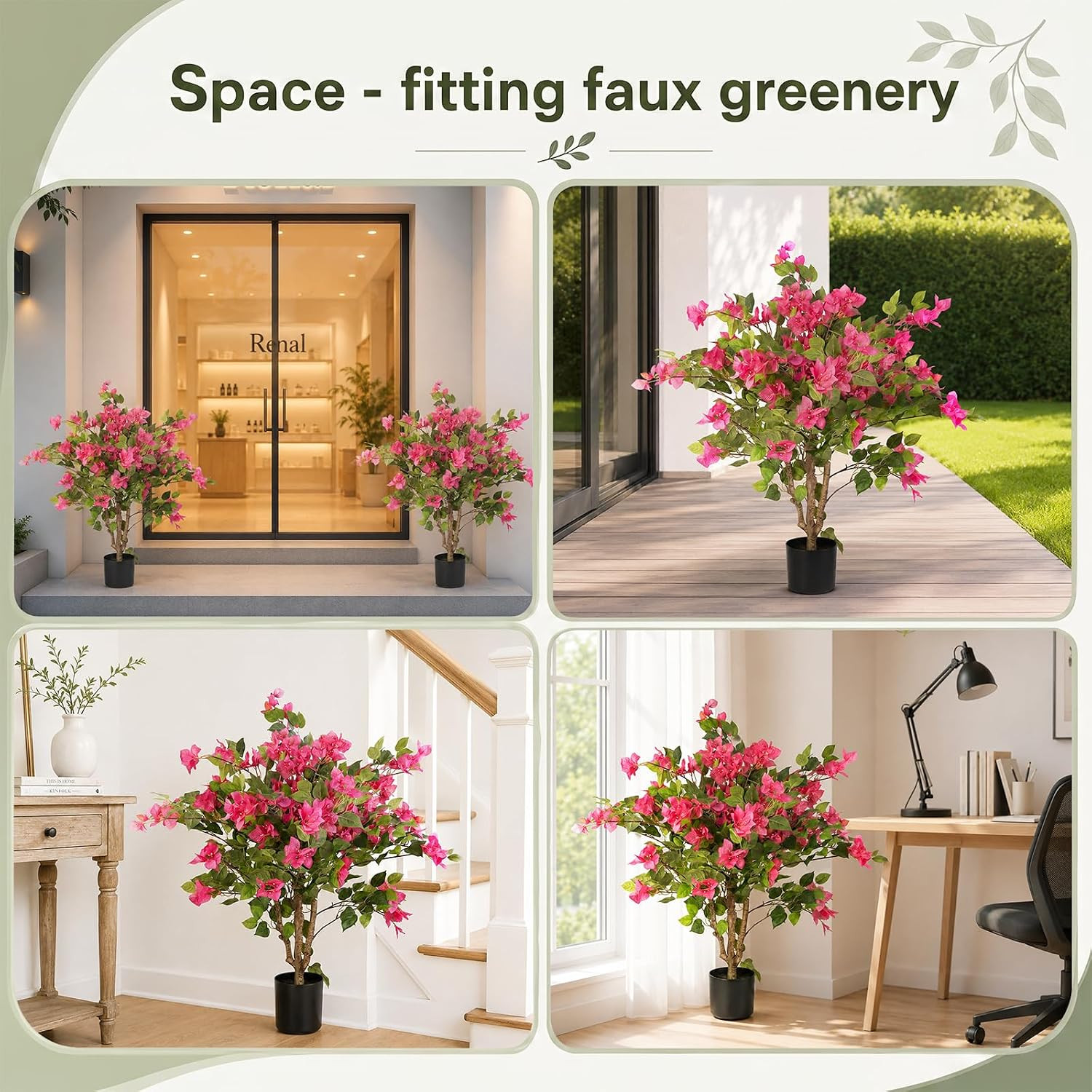 3FT Artificial Bougainvillea Tree, Faux Bougainvillea for Indoor Outdoor Decor,