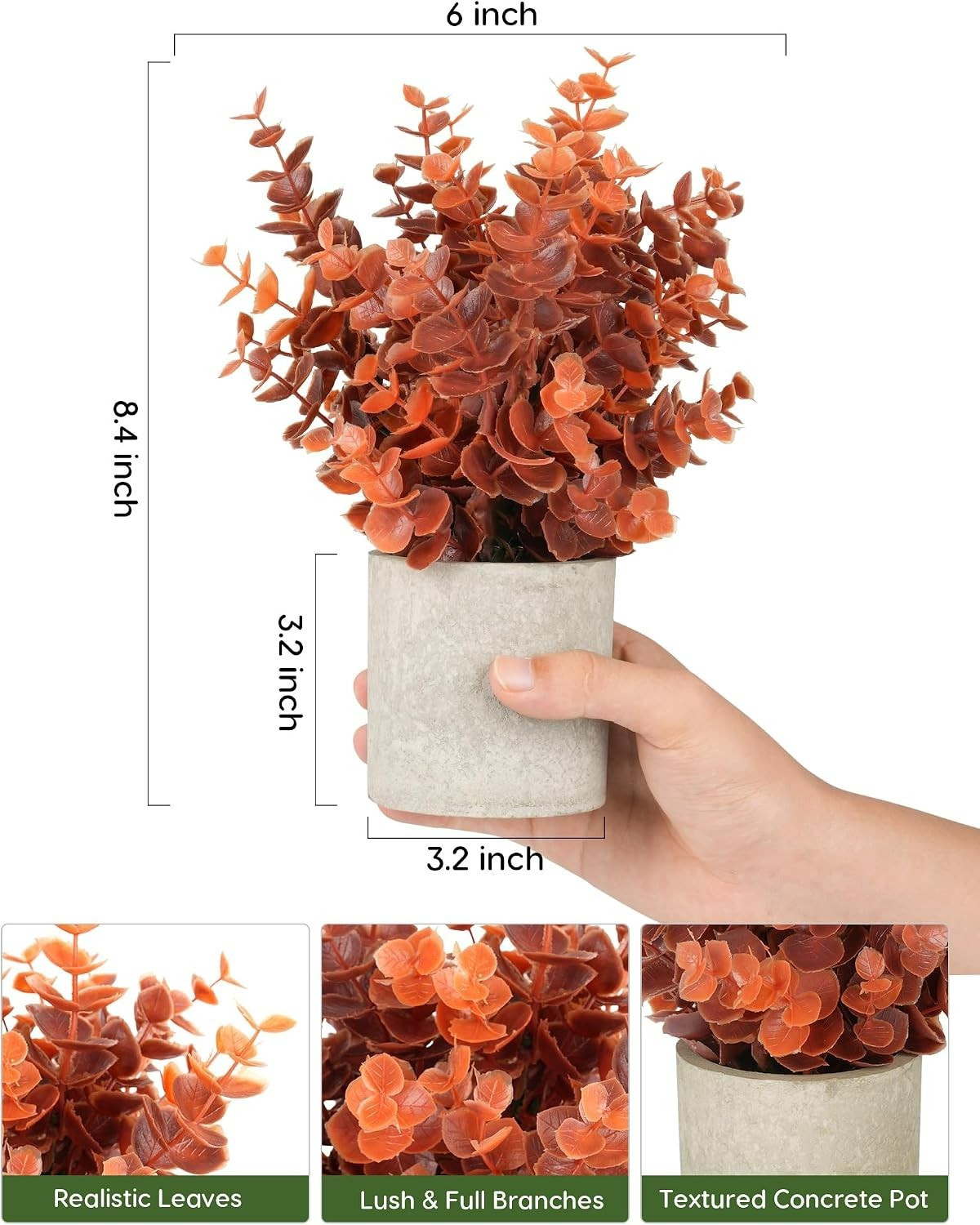 2 Pack Low Maintenance Faux Eucalyptus Plants for Cozy Home Decor – Autumn Vibes