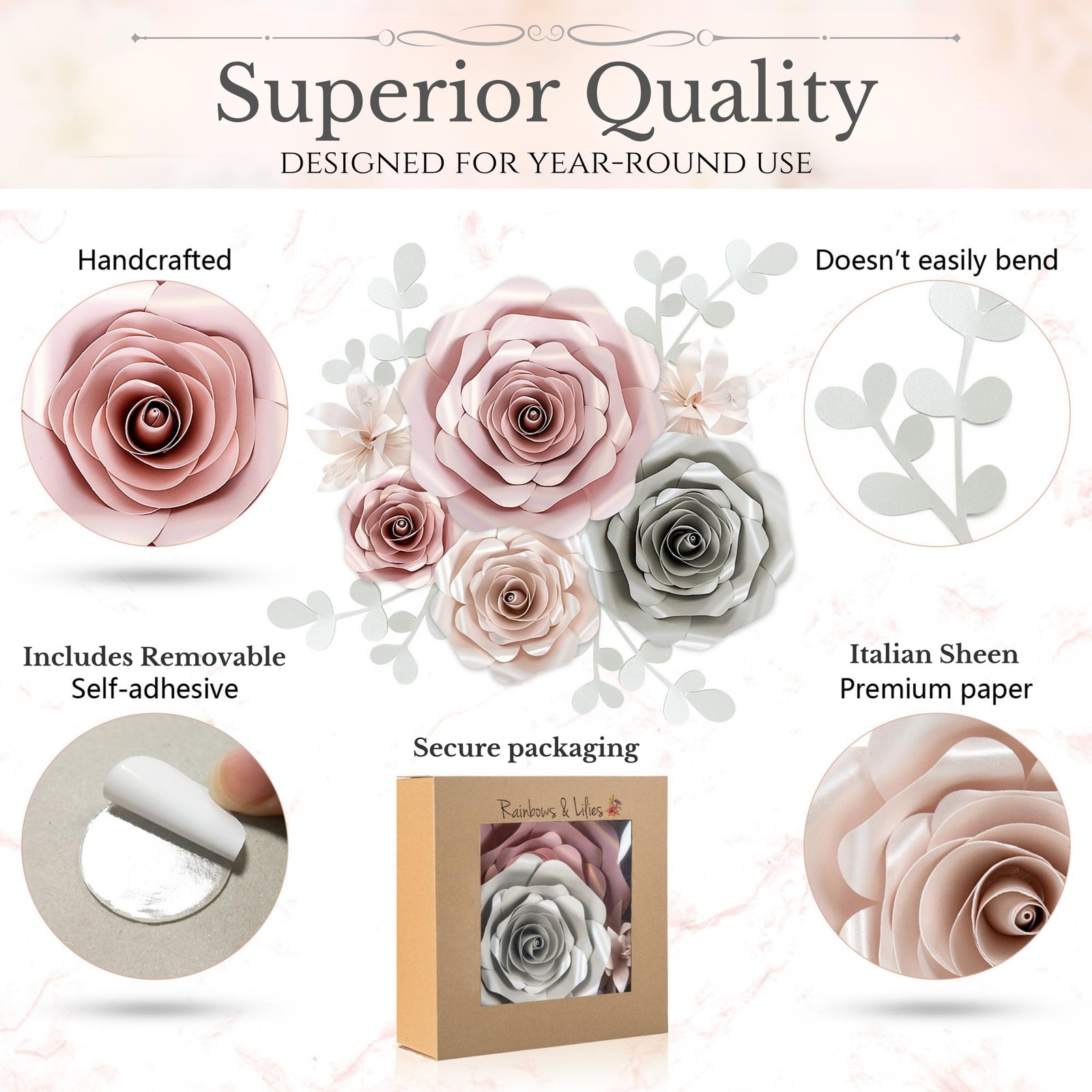Paper Flowers Wall Decor – 3D Flower Wall Backdrop for Baby Nursery, Girls Ro…