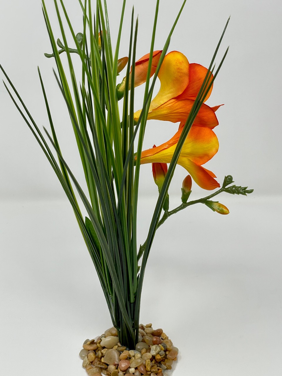 Dry Habitat Only 13″ ORANGE FREESIA flower & Spike Weed combo Silk & plastic pla
