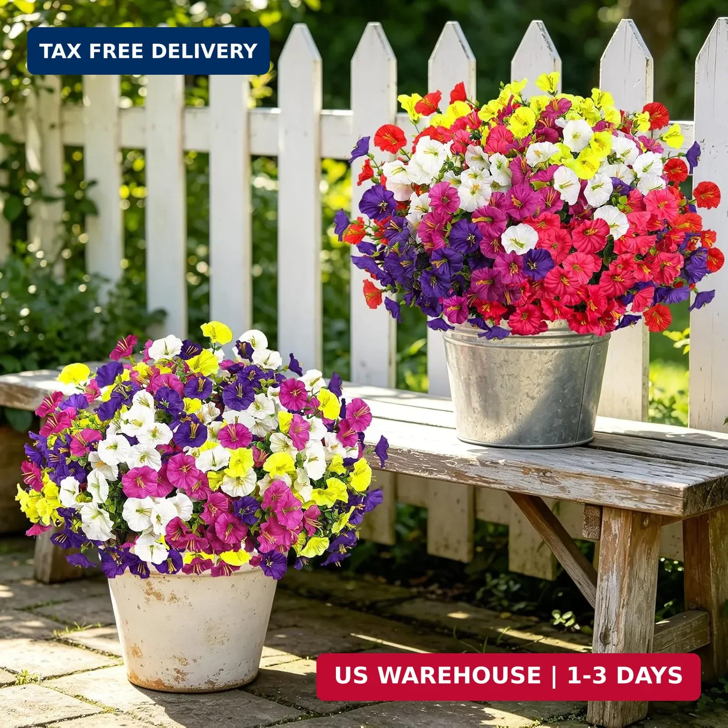 12 Bundles 6 Mixed Artificial Flowers for Outdoors, 336 Blooms UV Resistant Fake