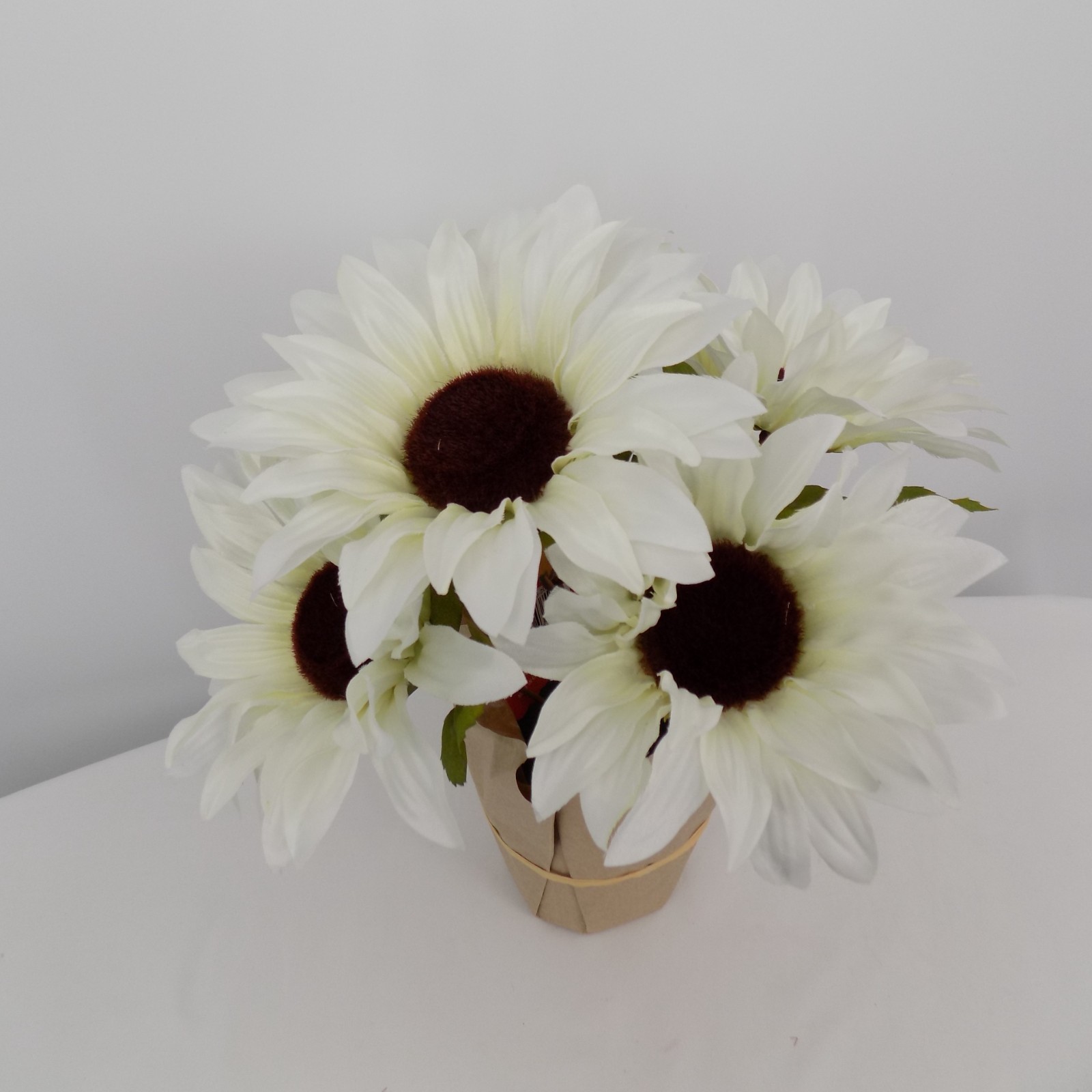 Cream Sunflower Potted Plant Faux Artificial Ashland Fall Flower Floral 5 Heads