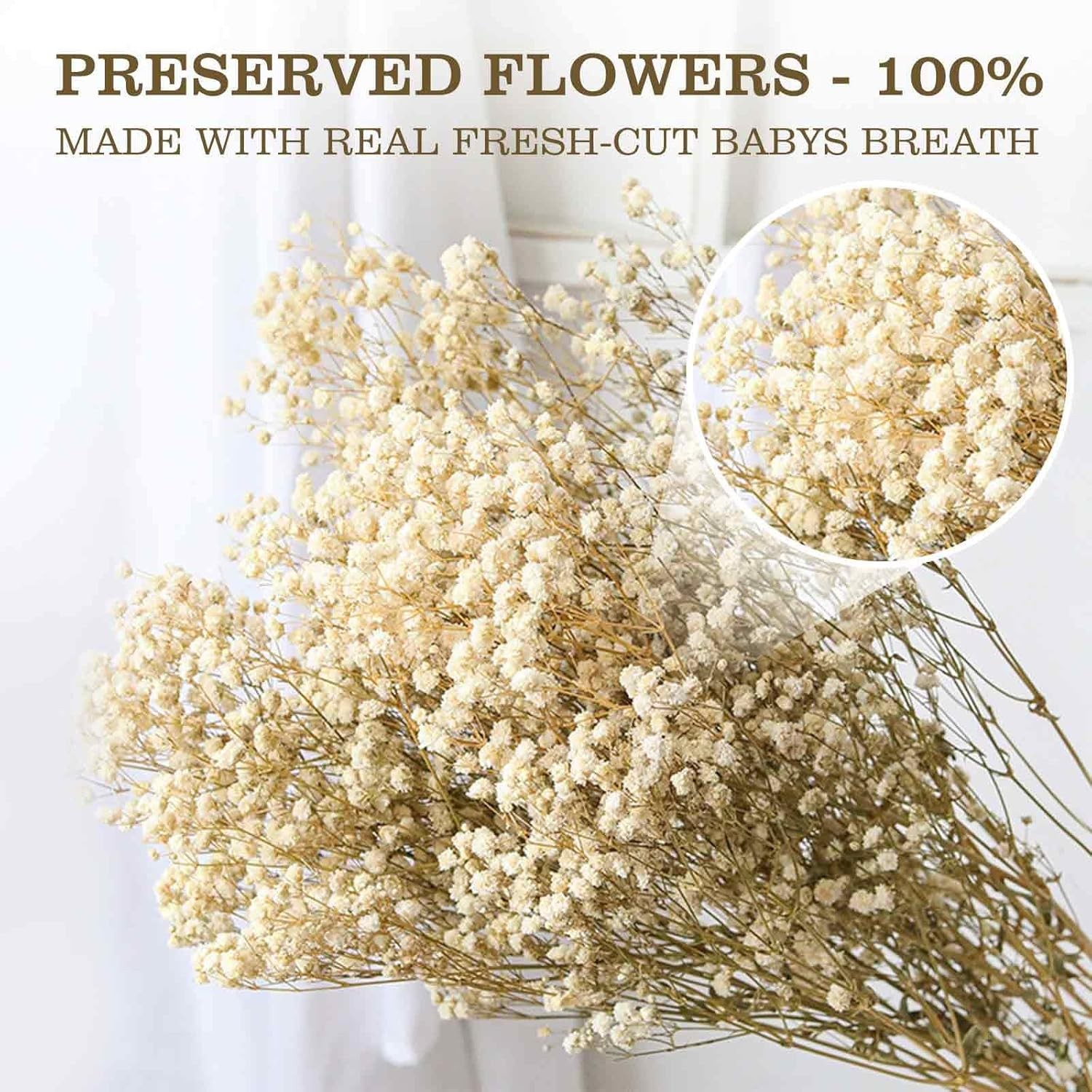 Dried Babys Breath Flowers Bouquet-17 Inch 2500+ Ivory White Dry Flowers,Natural