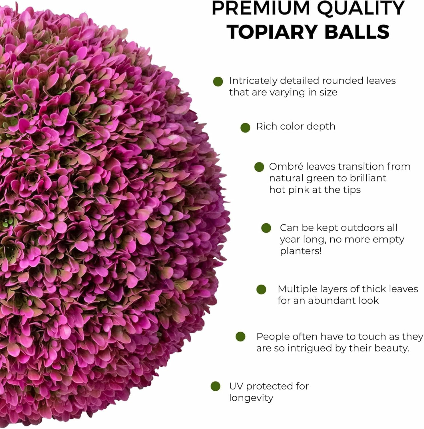 Vibrant Hot Pink Set of 2 Large Topiary Balls for Stunning Decor