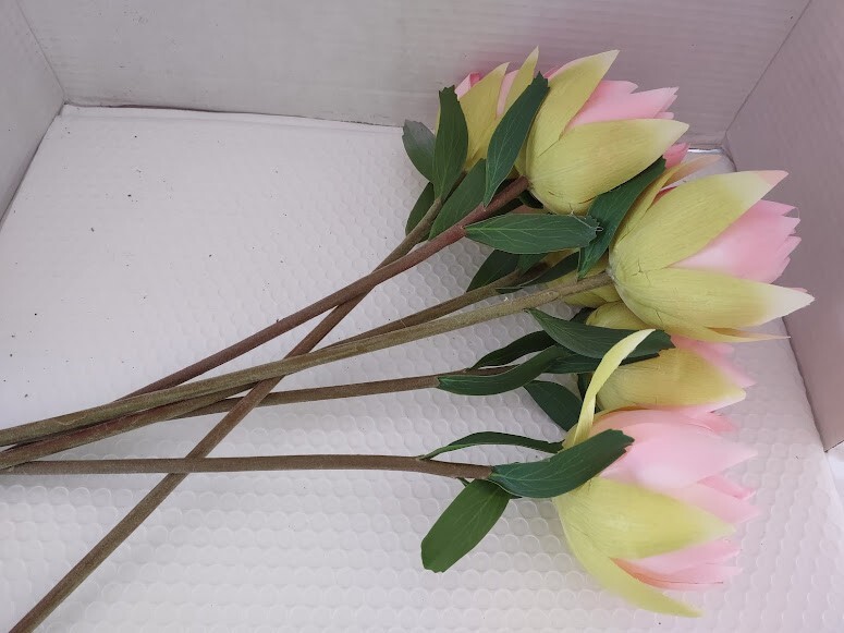 Artificial lotus blossom flower Stems (Six Stems) Pastel Pink