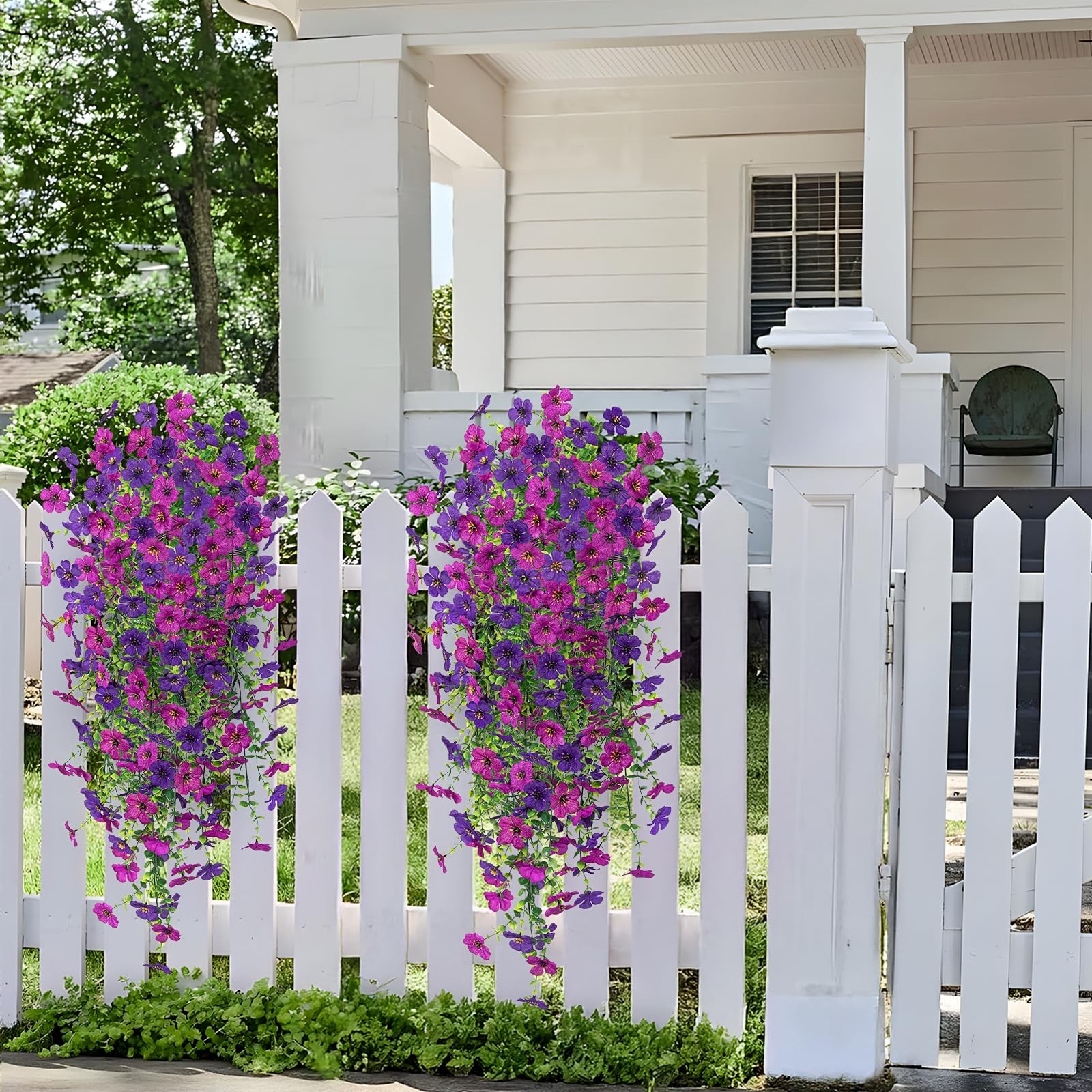 Fake Artificial Hanging Flowers for Outdoors Decoration, 2 PCS Faux UV Resist…