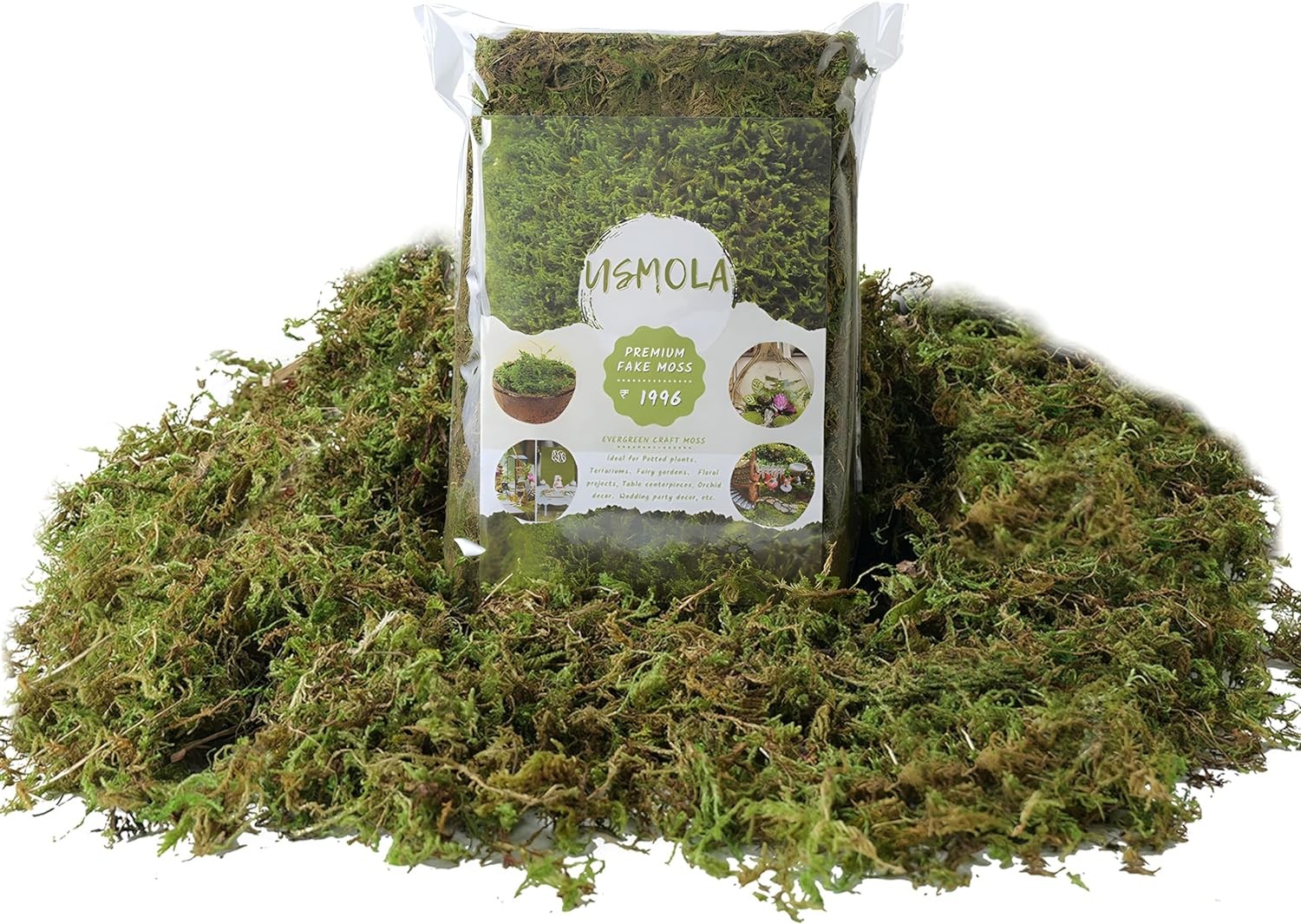 Fake Green Moss for Potted Plants, 4OZ Artificial Moss for DIY Crafts, Faux Moss