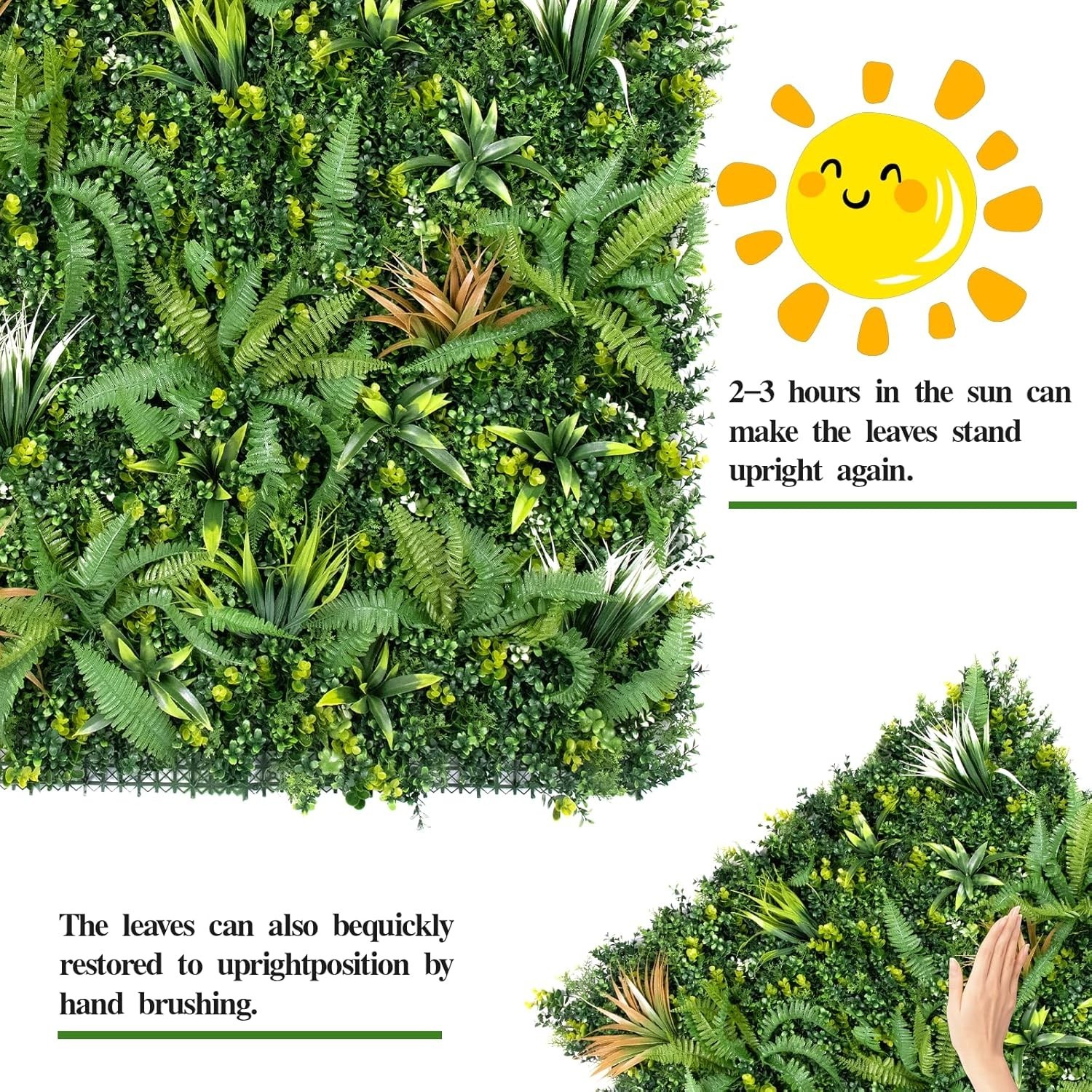3 Pack 40×40 in Faux Greenery UV Resistant Privacy Fence Screen Faux Wall Panel