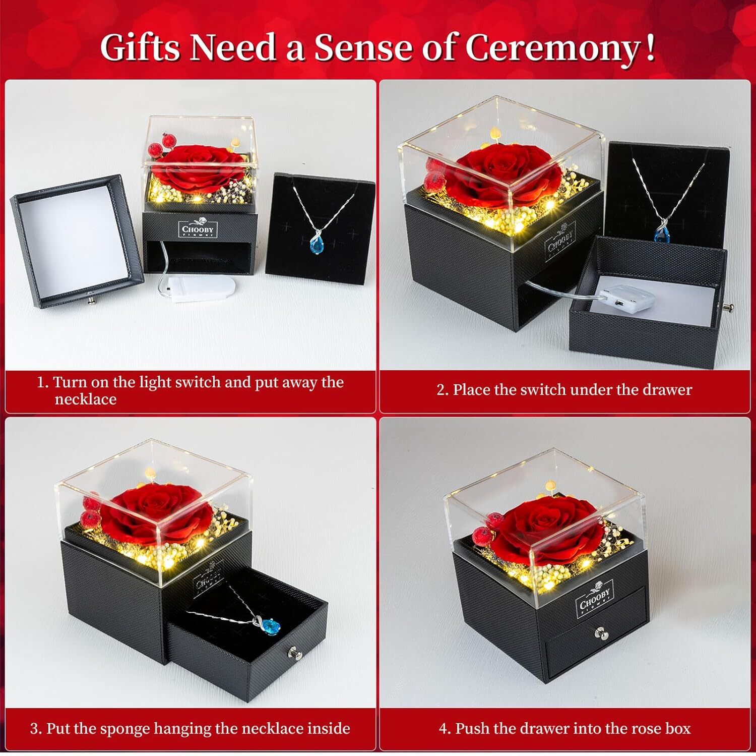 Women Gifts Ideas for Mothers Day, Preserved Forever Rose Gift with Necklace …