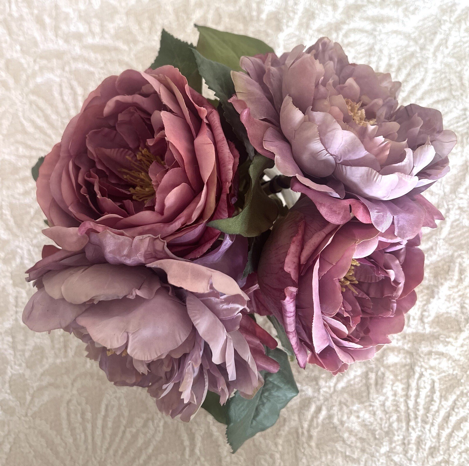 Cabbage Rose Dusty Pink Mauve Purple Faux Floral Flower Arrangement Decor New