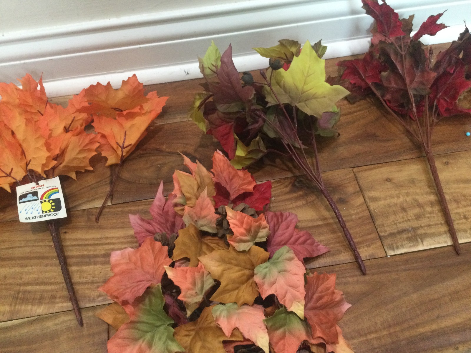 Candle Ring Oak Leaves PINECONE Fall Floral Decor 3.5” DIAM+ 3 BUSHES SILK