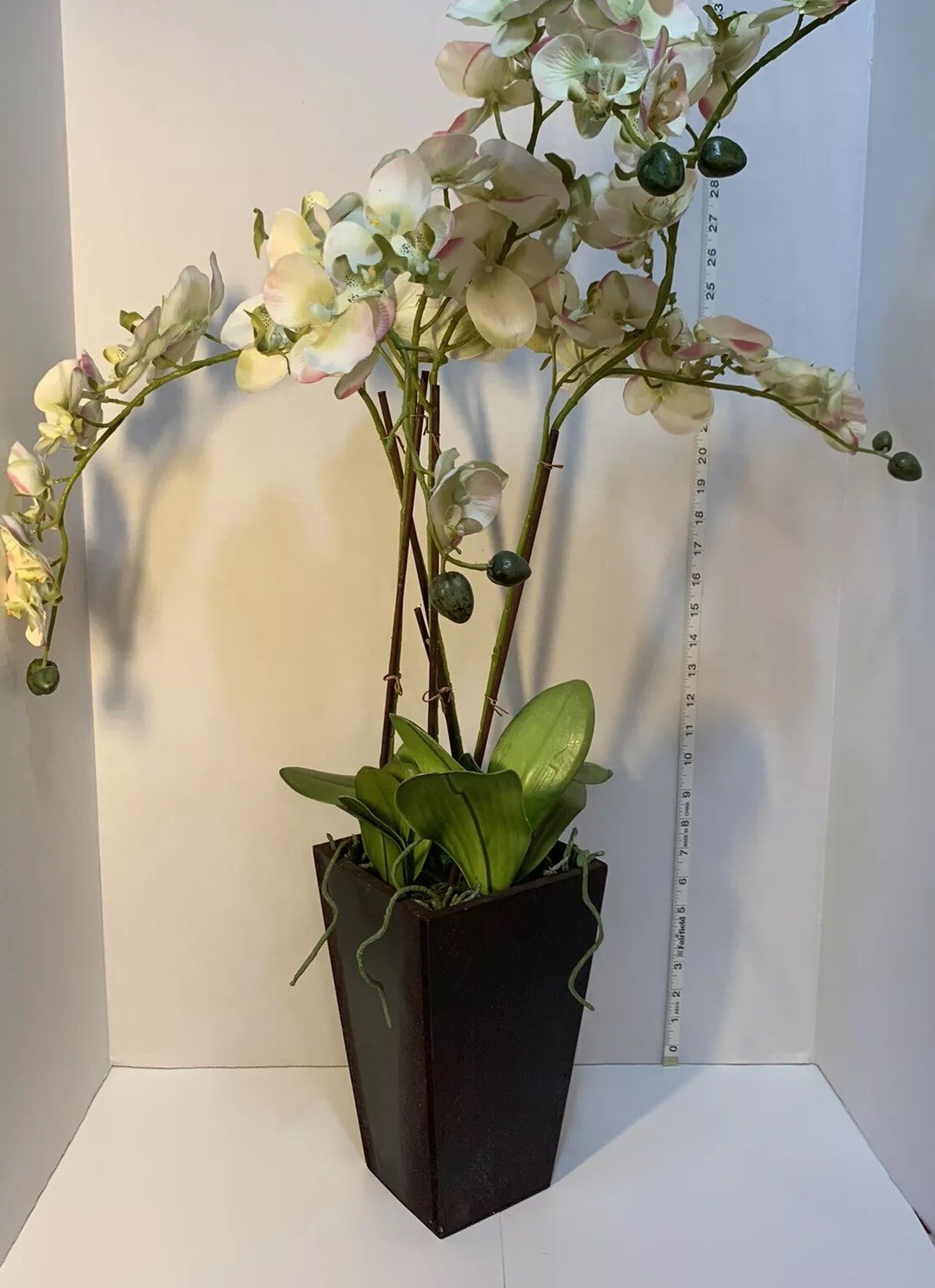 Faux White Butterfly Orchids in Planter