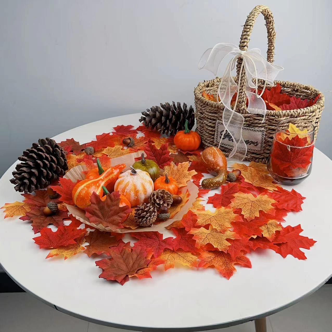 360 Pcs 8Cm/3.1Inch Artificial Maple Leaves 6 Colors Fall Leaves Thanksgiving Da