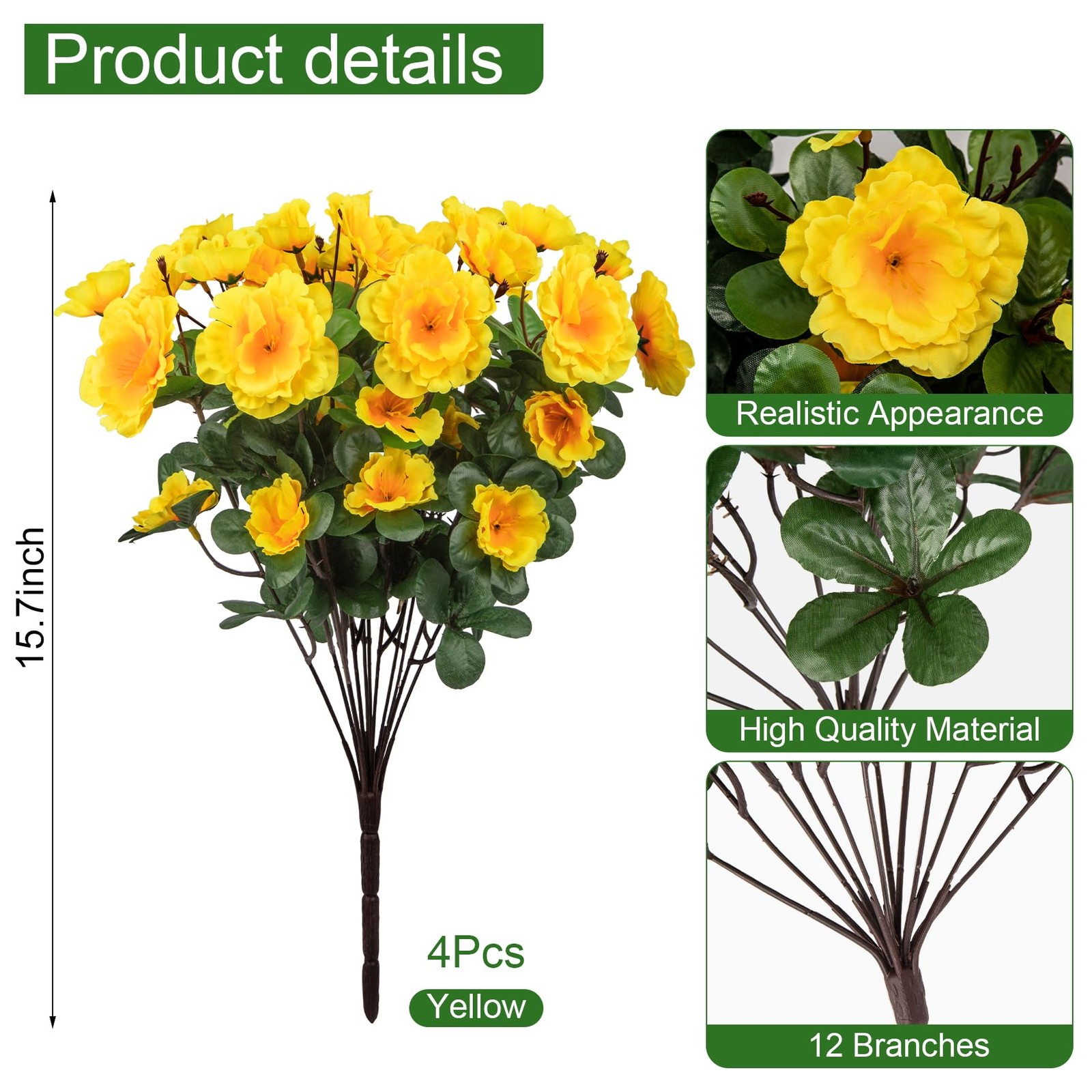 Artificial Flowers for Outdoors, Faux Silk Camellia Flowers Spring Summer Dec…